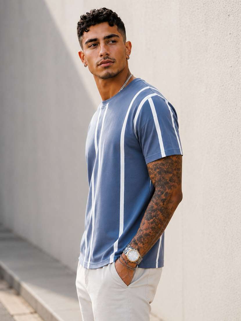 men striped short sleeve regular fit t-shirt - 22604935 -  Standard Image - 3