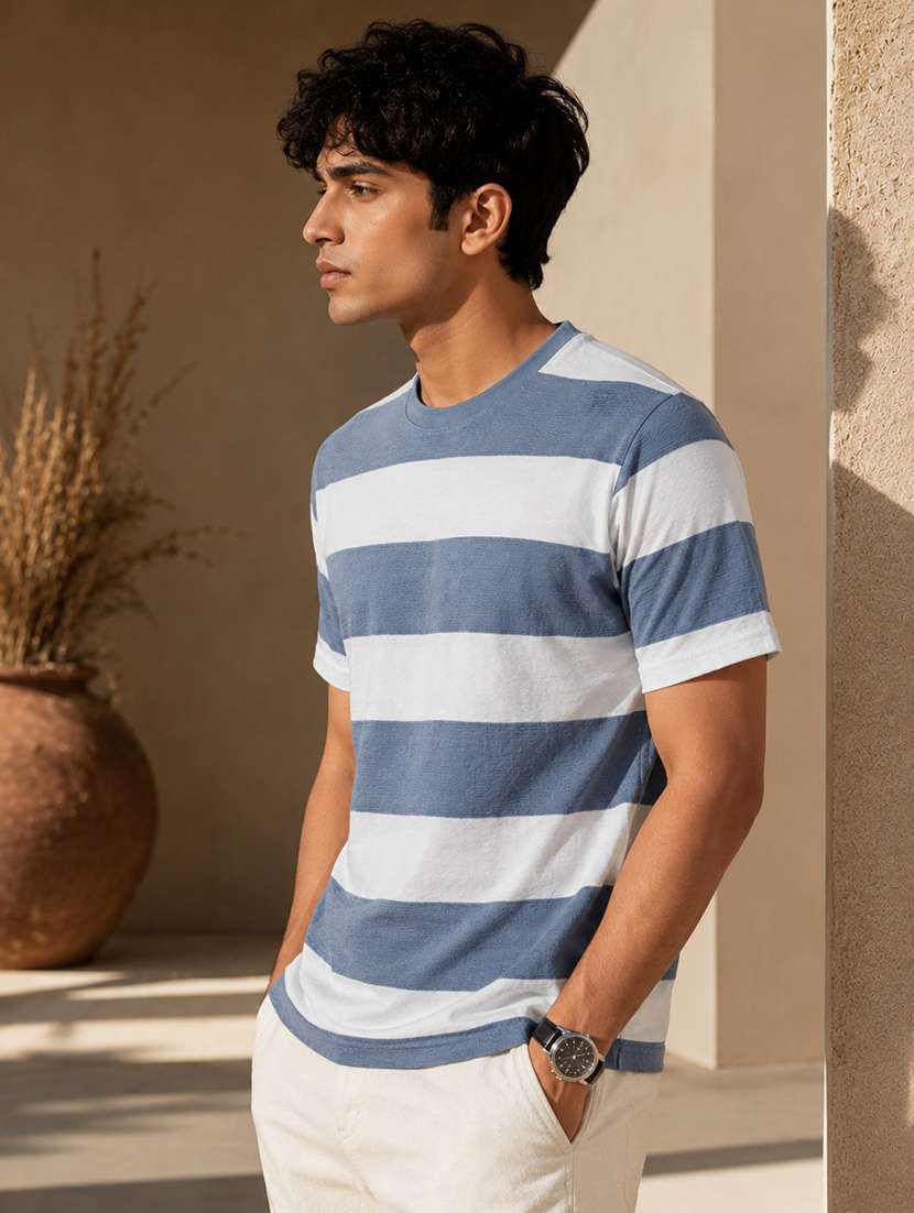 men striped short sleeve regular fit t-shirt - 22604937 -  Standard Image - 3
