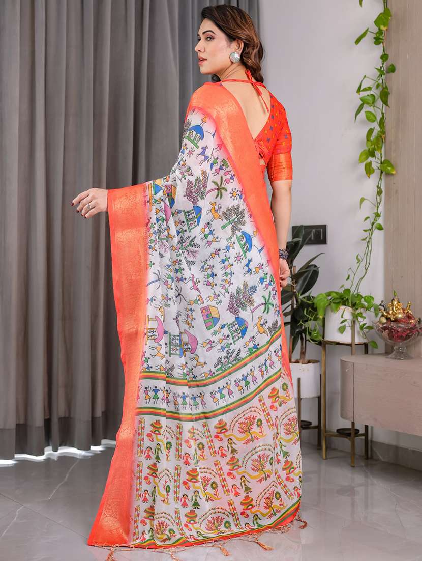 women printed bordered saree with blouse - 22605309 -  Standard Image - 3