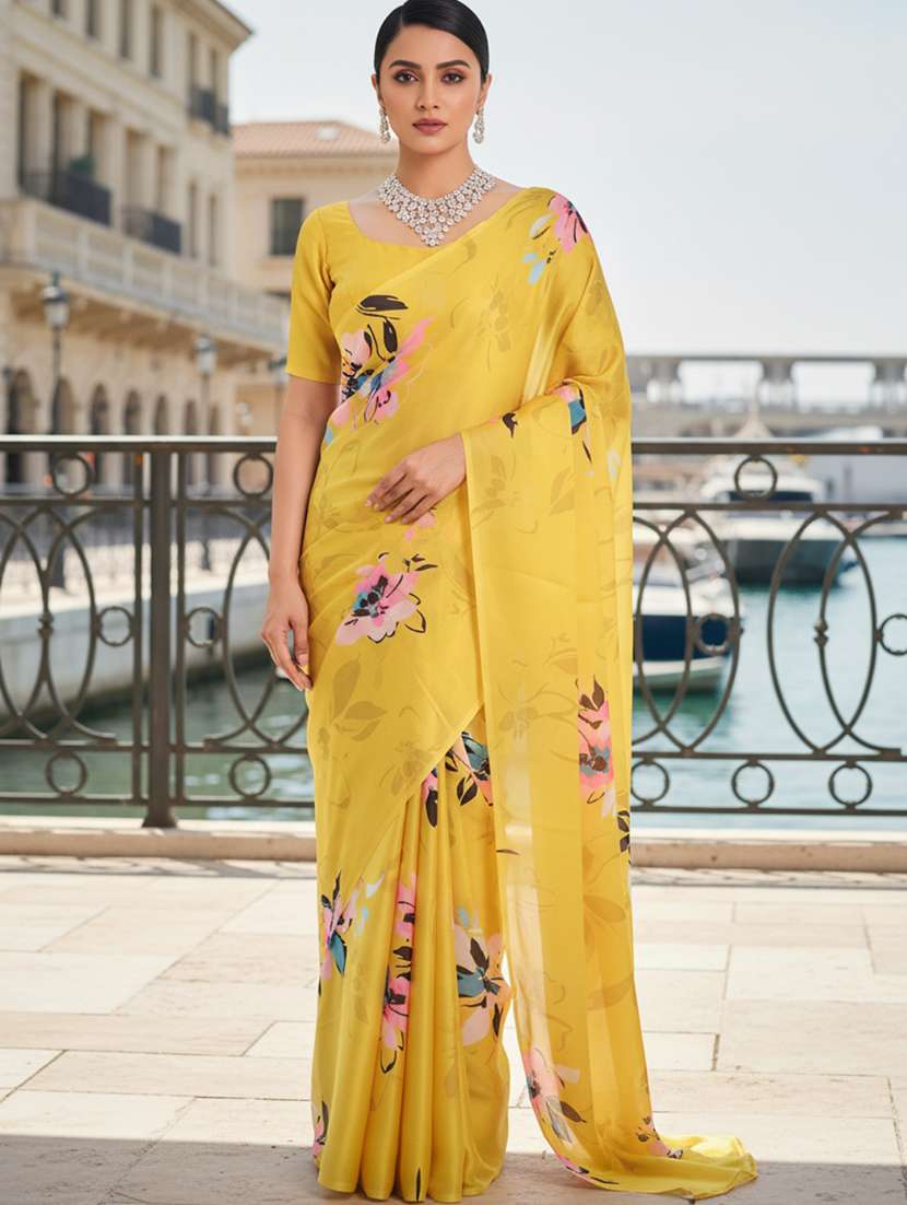 women printed casual wear saree with blouse