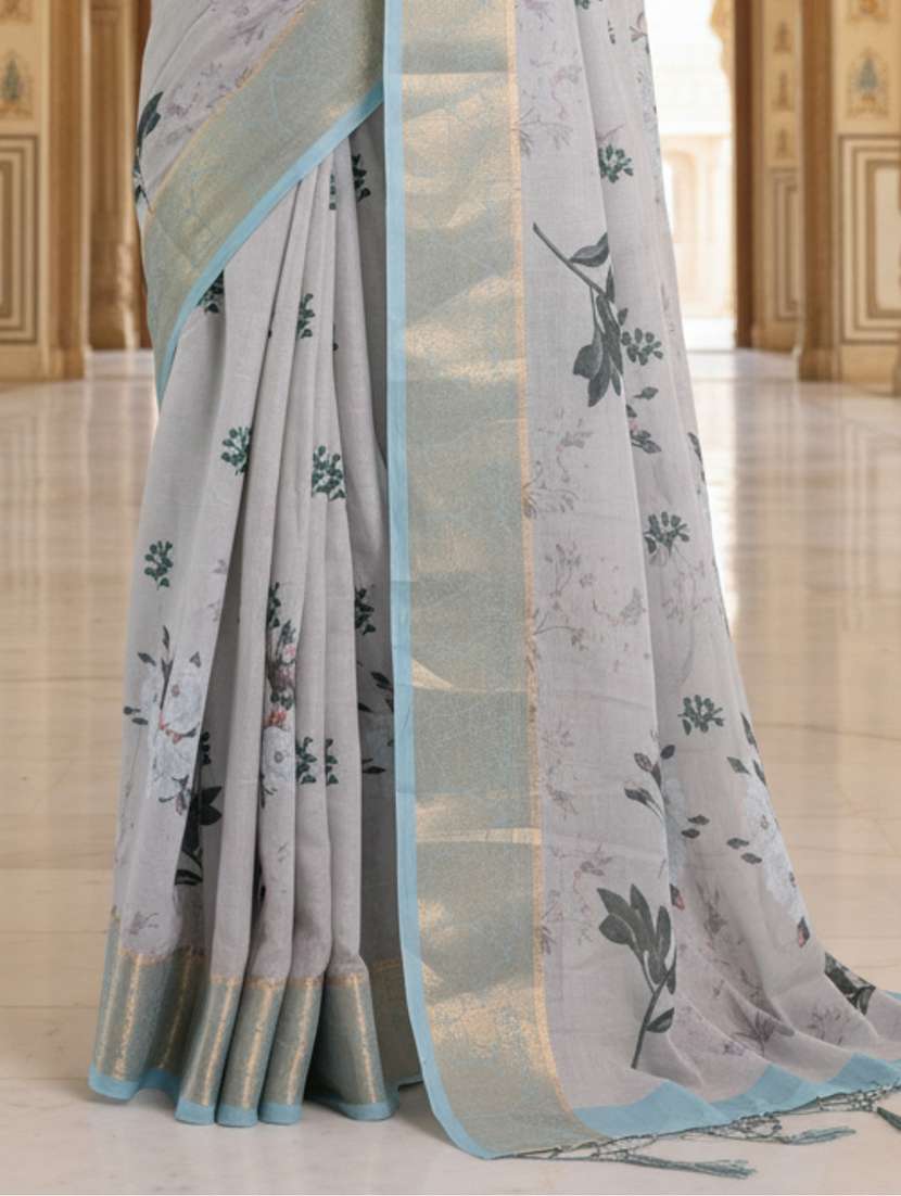 women printed casual wear saree with blouse - 22605480 -  Standard Image - 3