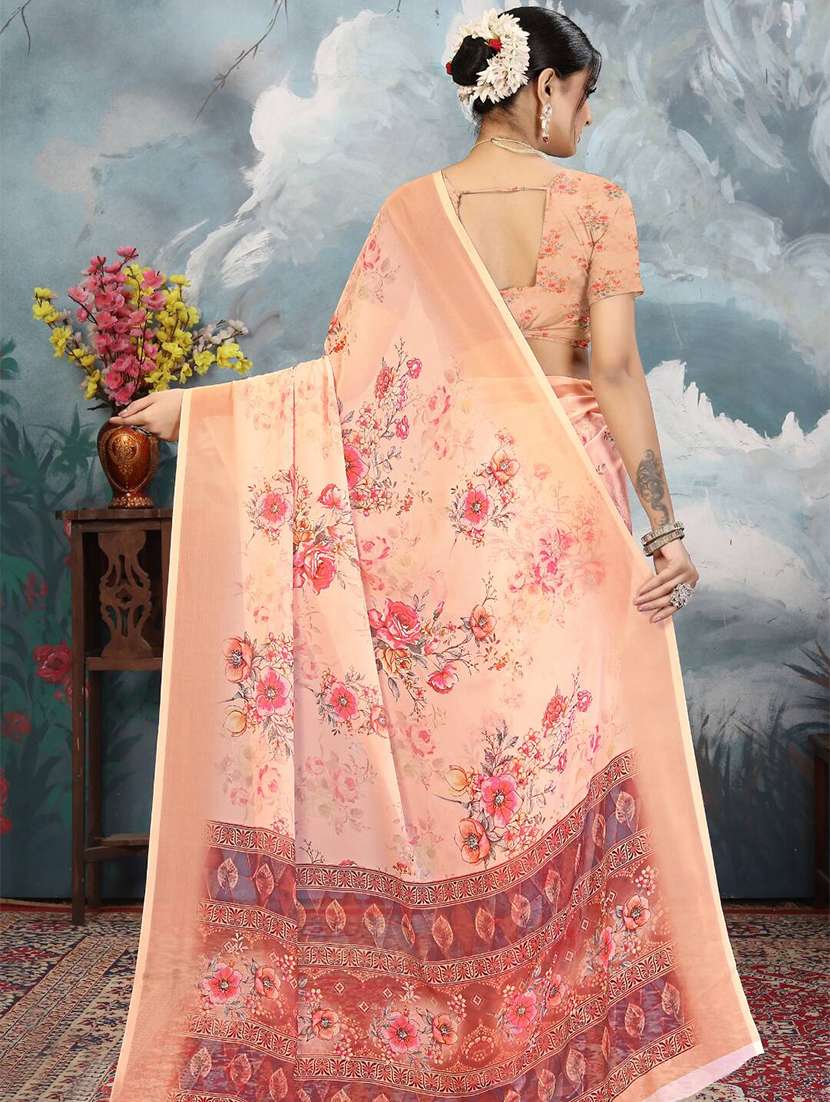 women printed casual wear saree with blouse - 22605704 -  Standard Image - 3