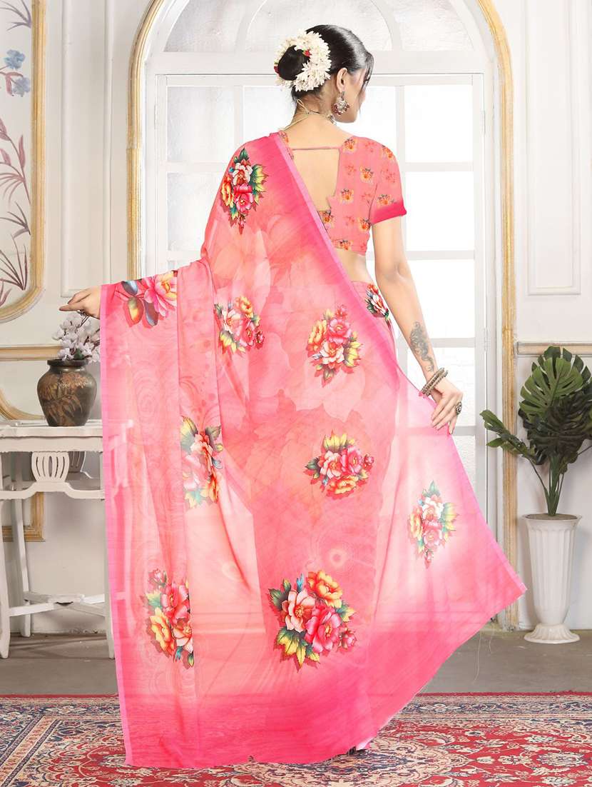 women printed casual wear saree with blouse - 22605713 -  Standard Image - 3