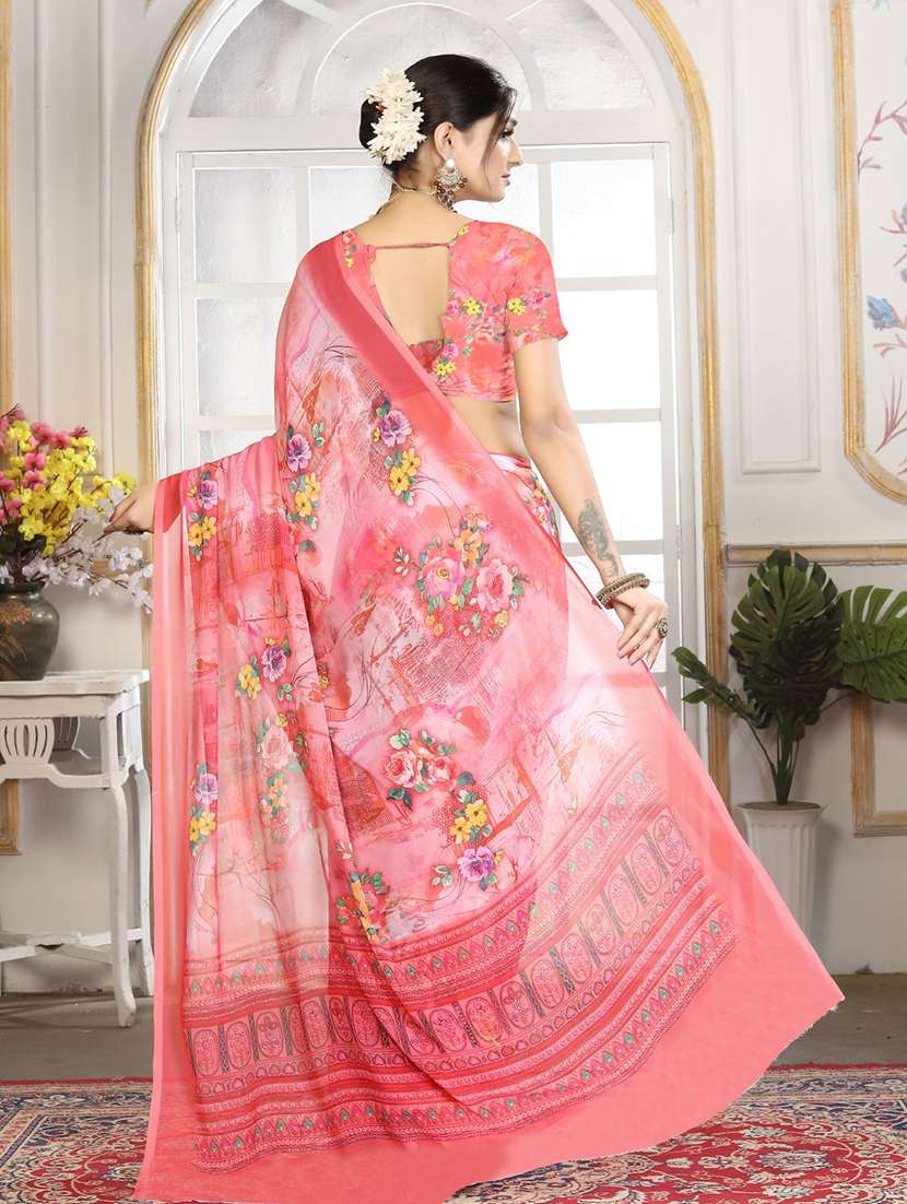women printed casual wear saree with blouse - 22605714 -  Standard Image - 3