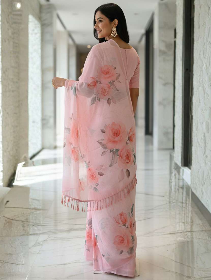 women printed casual wear saree with blouse - 22605720 -  Standard Image - 3