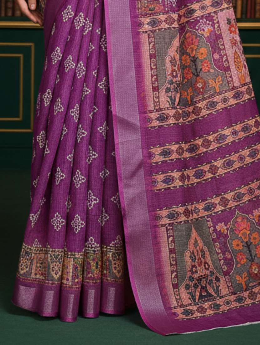 women printed casual wear saree with blouse - 22605805 -  Standard Image - 3
