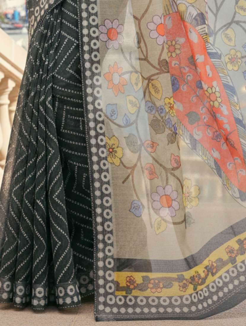 women printed casual wear saree with blouse - 22605830 -  Standard Image - 3