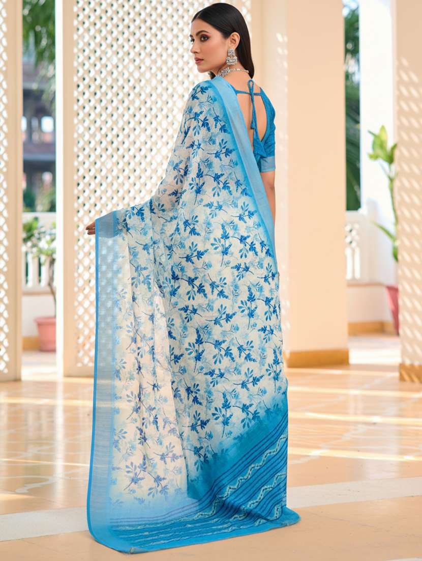 women printed casual wear saree with blouse - 22605860 -  Standard Image - 3