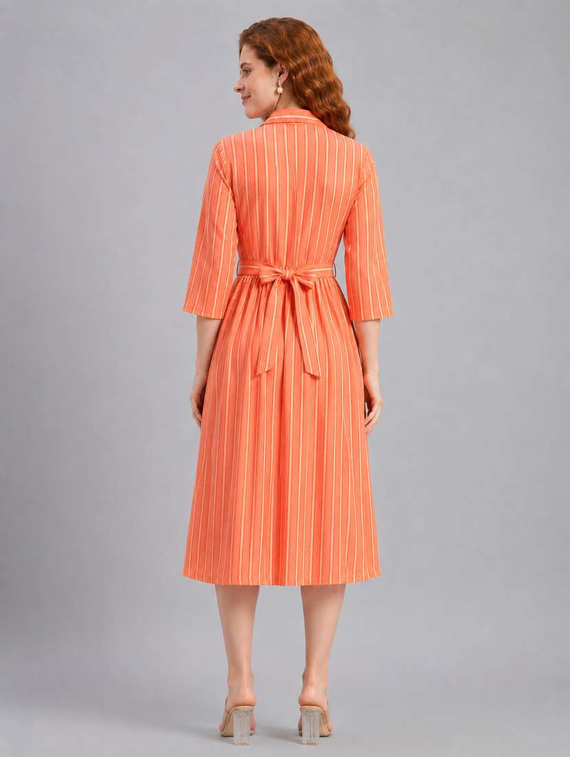 women printed three quarter sleeves a-line dress - 22606017 -  Standard Image - 5