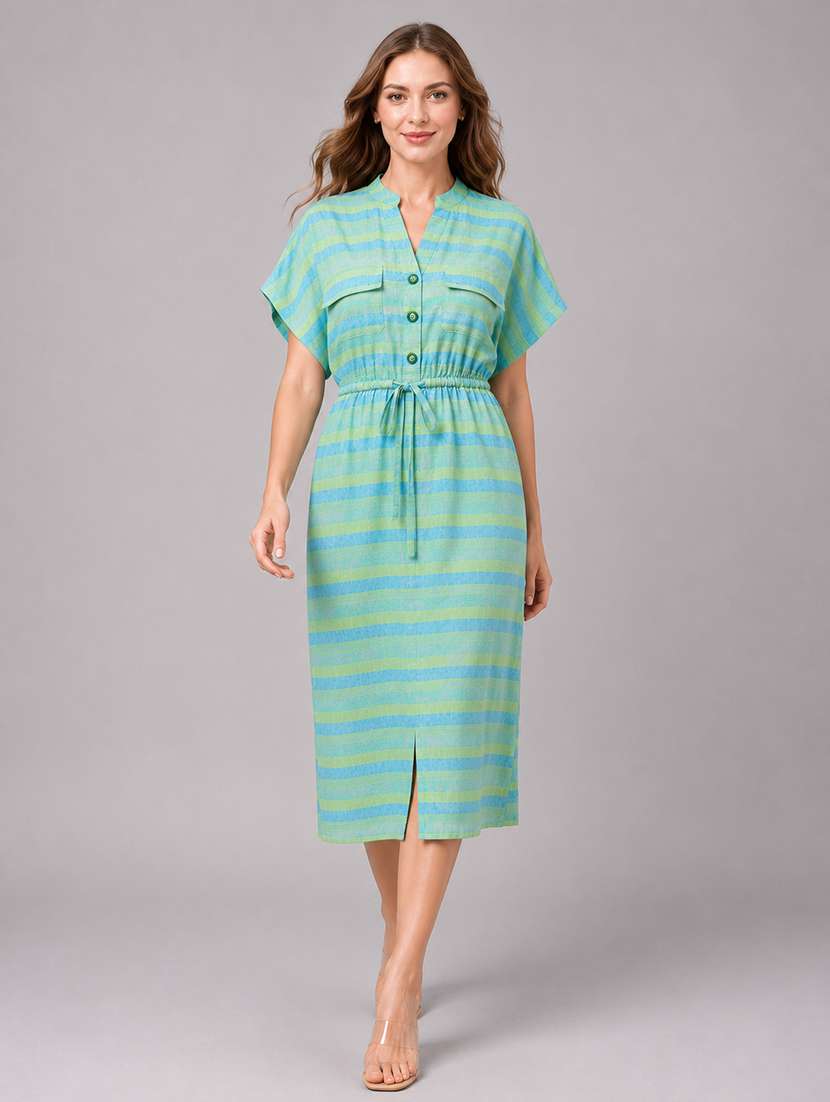 Women Printed Short Sleeves A-line Dress - 22606019 -  Standard Image - 3