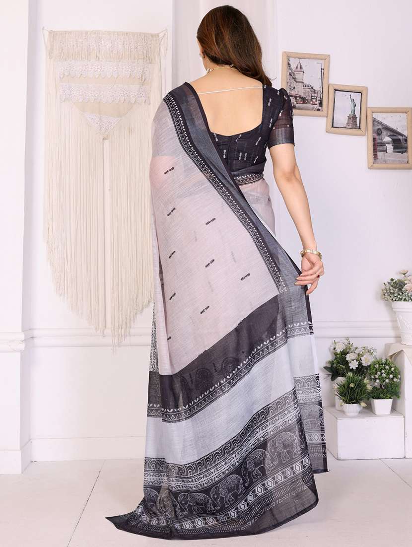 women printed casual wear saree with blouse - 22606052 -  Standard Image - 3
