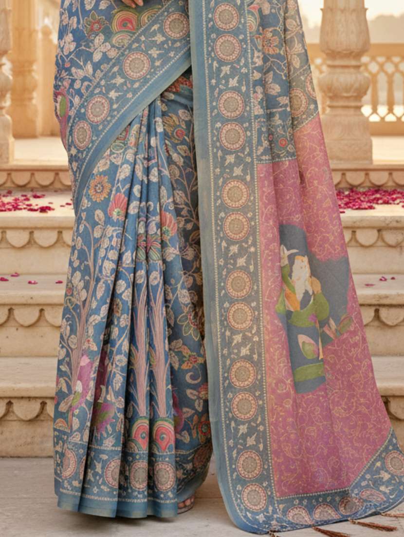 women printed casual wear saree with blouse - 22606202 -  Standard Image - 3
