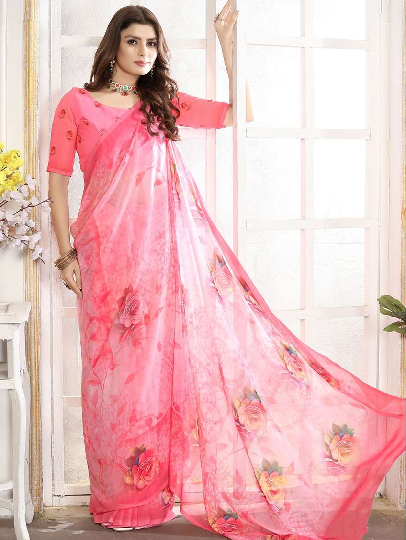 women printed casual wear saree with blouse - 22606285 -  Standard Image - 3