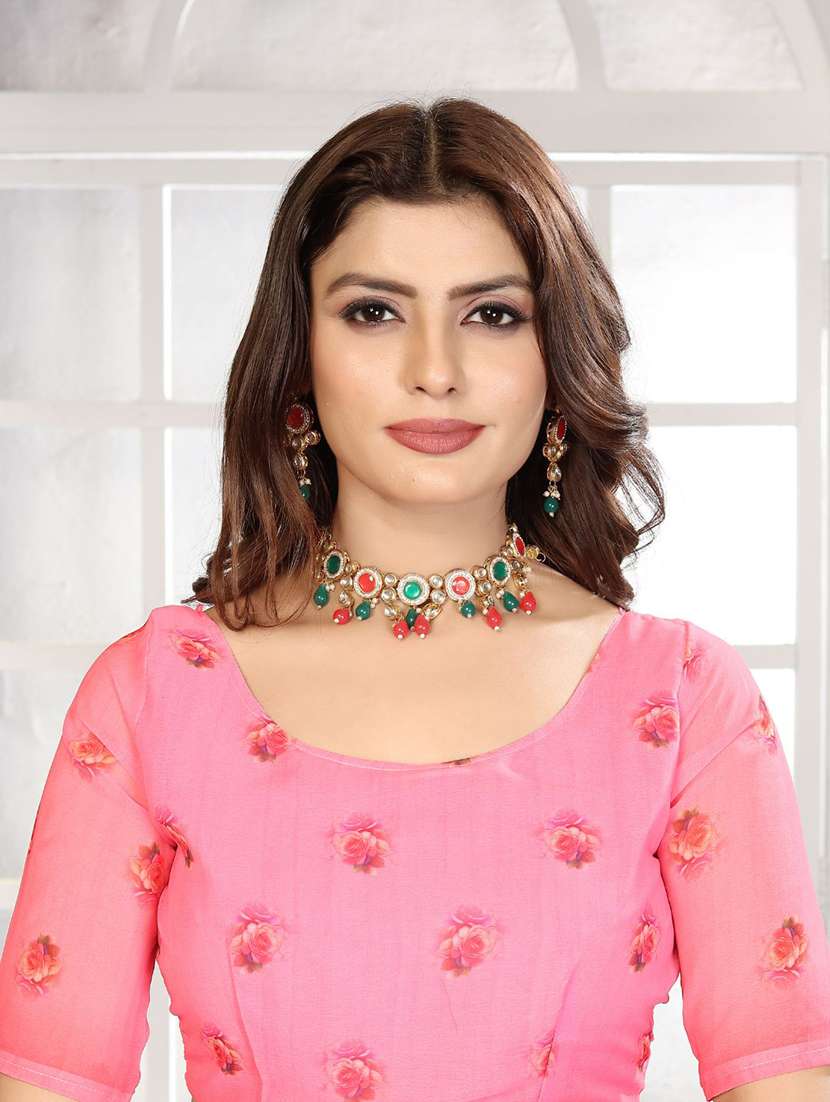 women printed casual wear saree with blouse - 22606285 -  Standard Image - 5