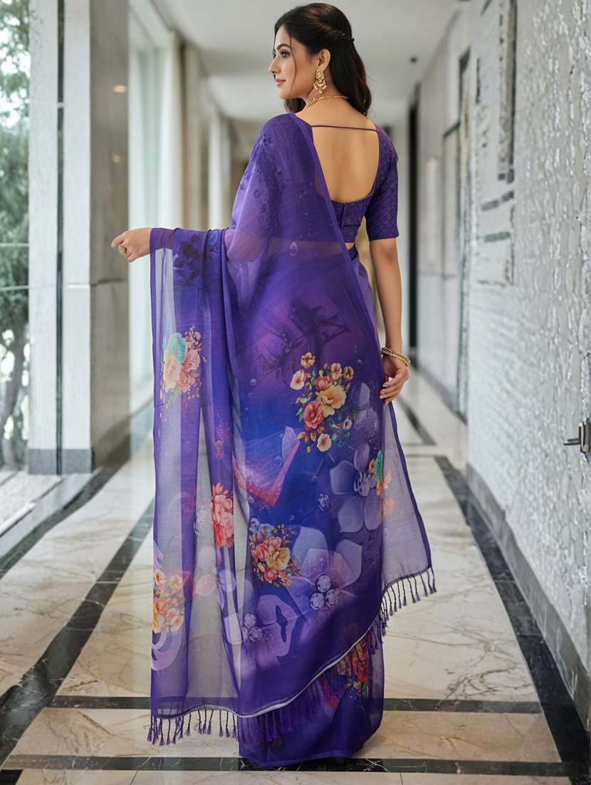 women printed casual wear saree with blouse - 22606290 -  Standard Image - 3