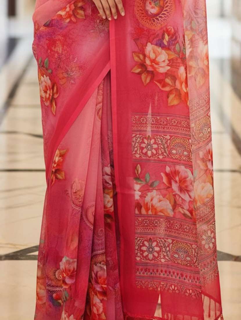 women printed casual wear saree with blouse - 22606291 -  Standard Image - 3