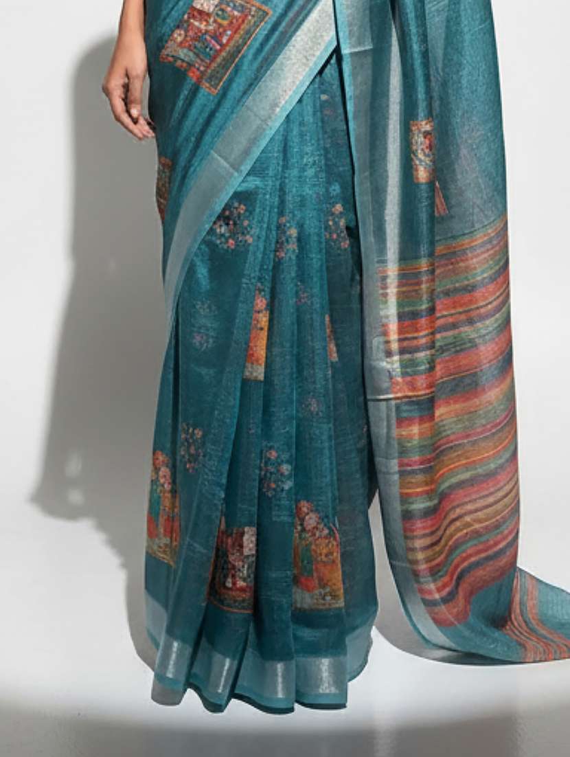 women printed casual wear saree with blouse - 22606297 -  Standard Image - 3