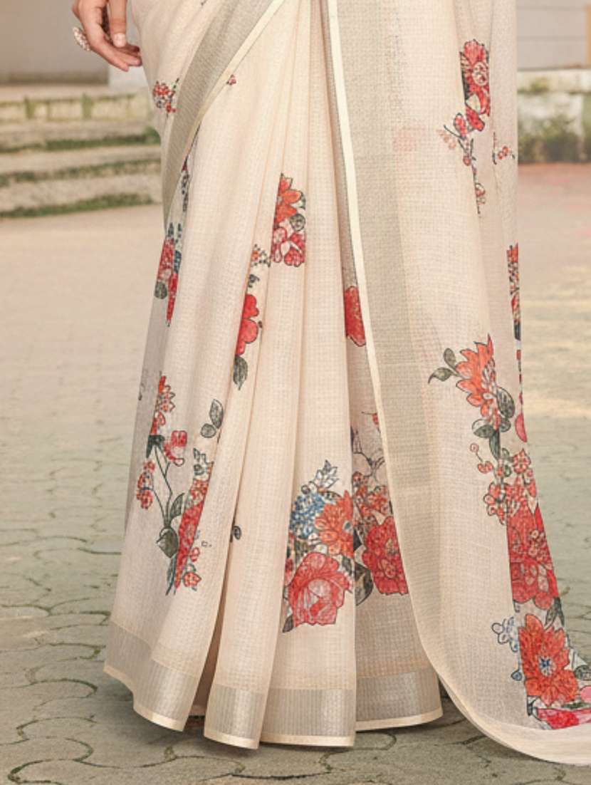 women printed casual wear saree with blouse - 22606340 -  Standard Image - 3