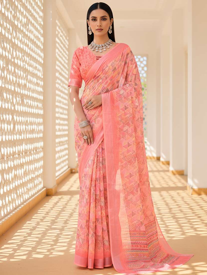 women printed casual wear saree with blouse