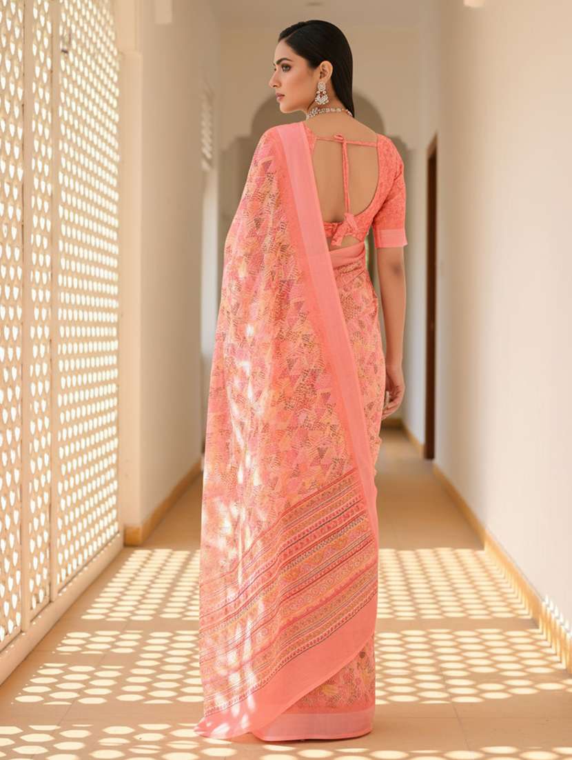 women printed casual wear saree with blouse - 22606356 -  Standard Image - 3