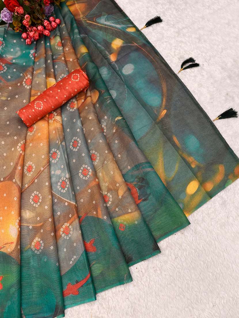 women printed casual wear saree with blouse - 22606373 -  Standard Image - 3