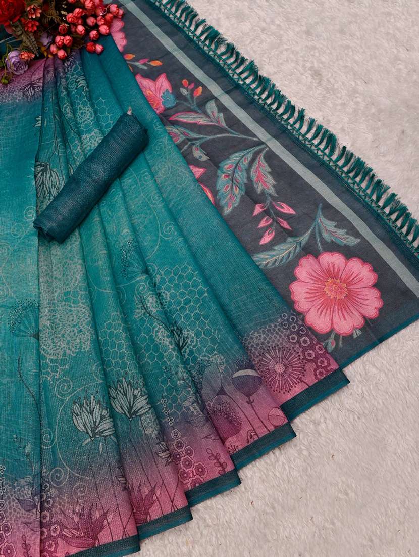 women printed casual wear saree with blouse - 22606377 -  Standard Image - 3