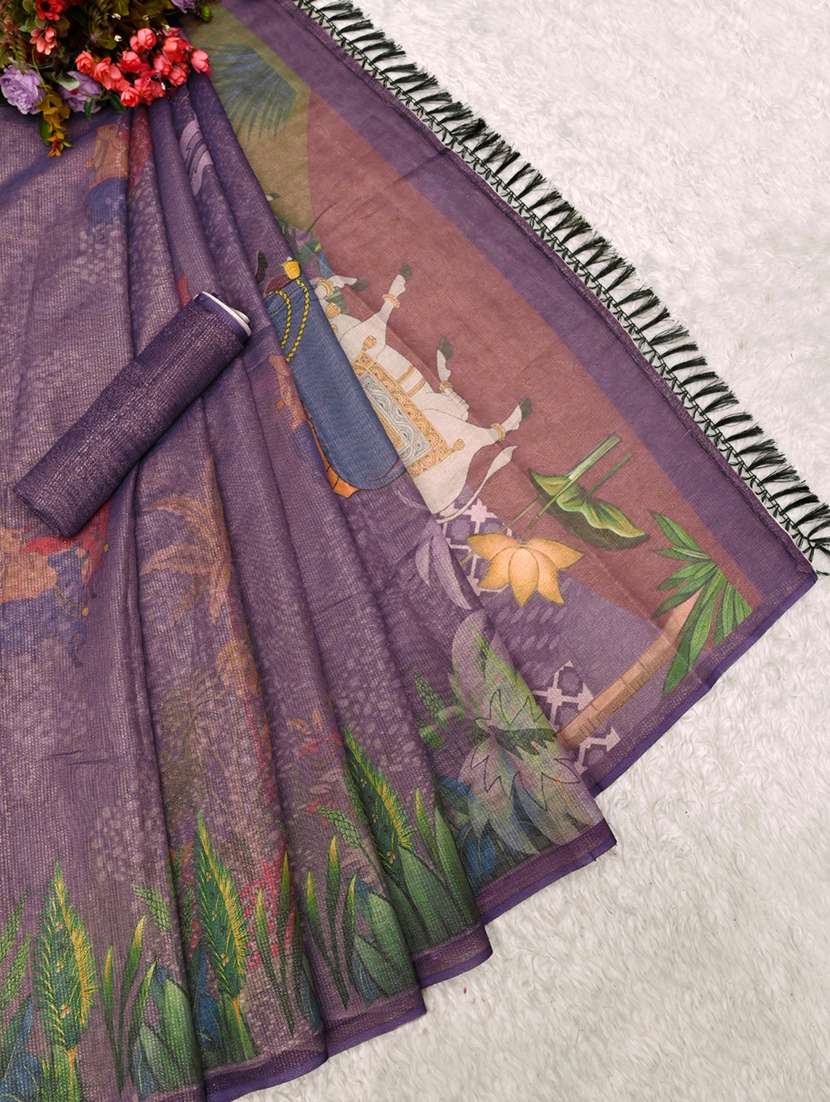 women printed casual wear saree with blouse - 22606379 -  Standard Image - 3