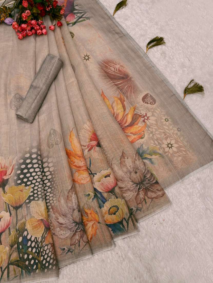 women printed casual wear saree with blouse - 22606380 -  Standard Image - 3