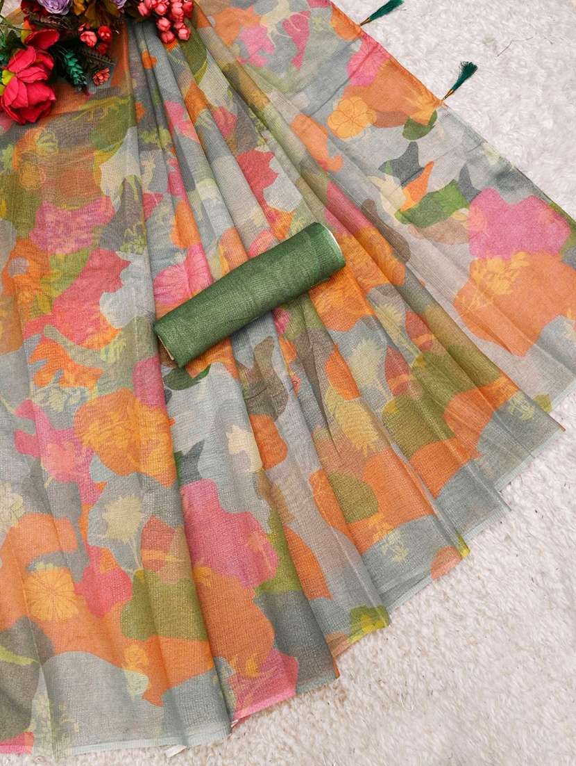 women printed casual wear saree with blouse - 22606384 -  Standard Image - 3