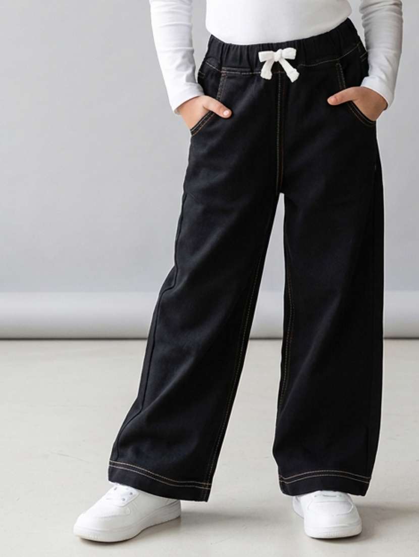 girls solid mid rise straight jeans