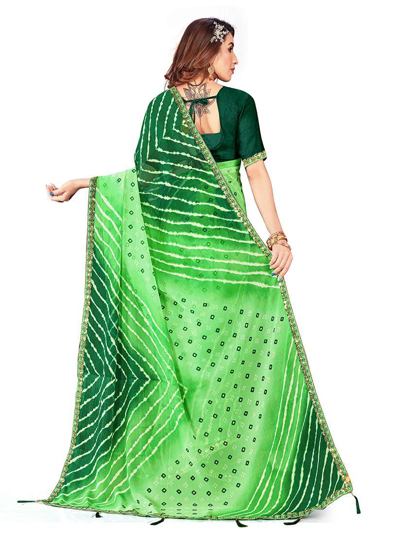 Women Printed Casual Wear Saree With Blouse - 22606438 -  Standard Image - 3