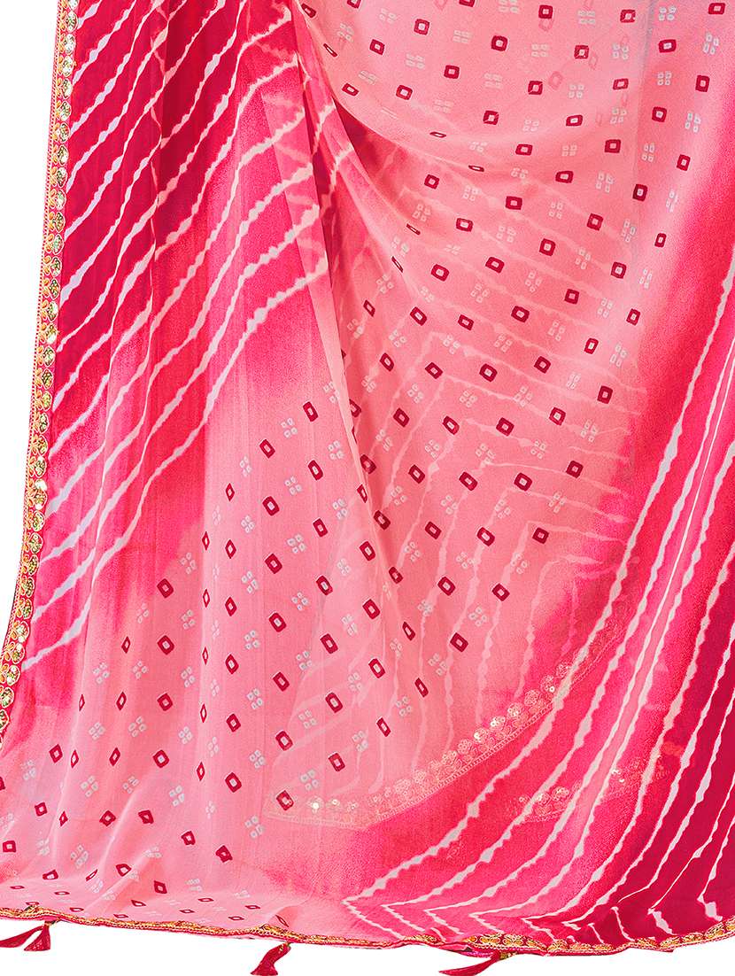 Women Leheriya Printed Saree With Blouse - 22606444 -  Standard Image - 5