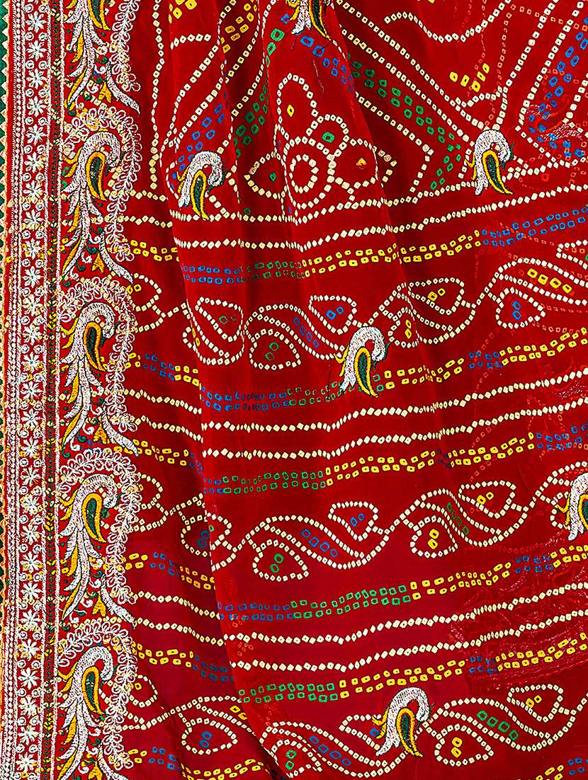 Women Bandhani Printed Saree With Blouse - 22606447 -  Standard Image - 5