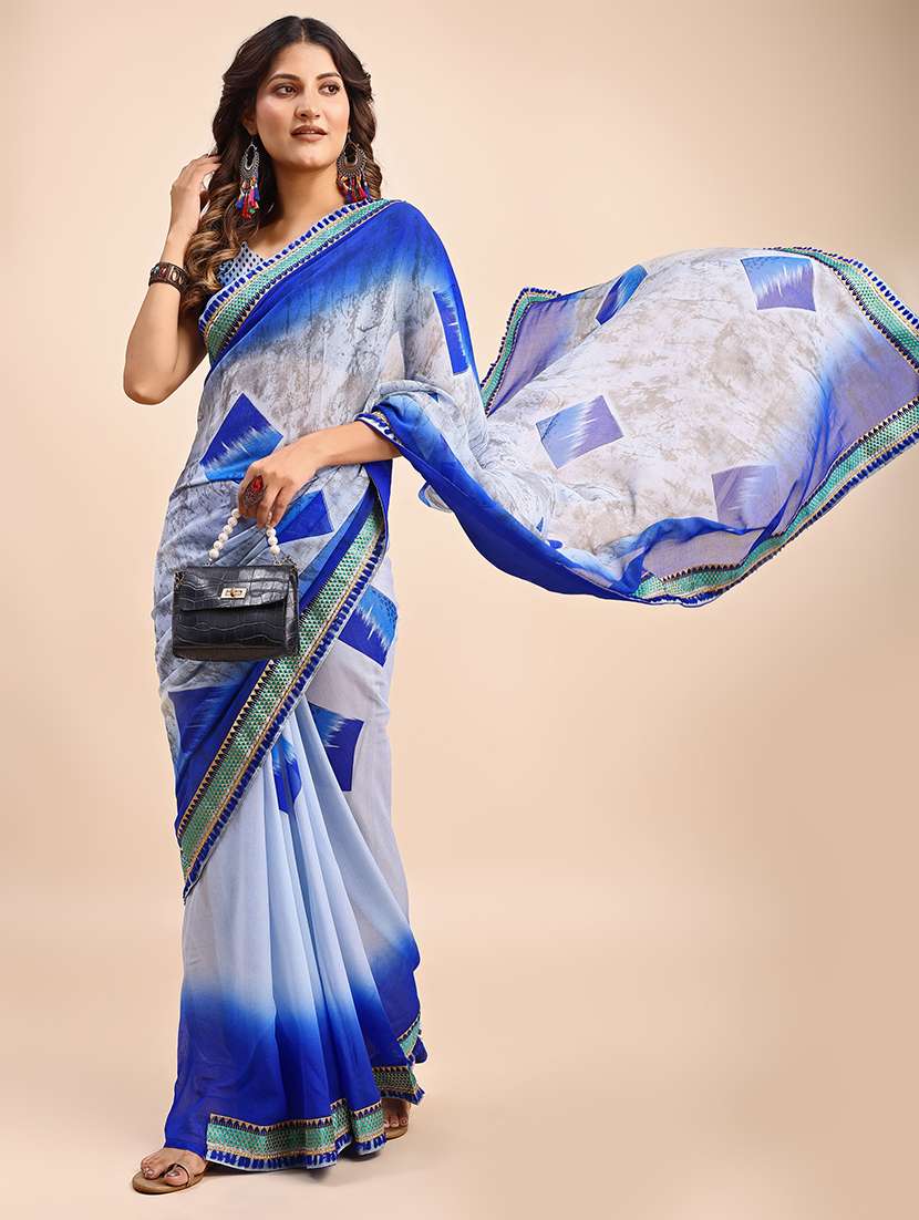 women printed casual wear saree with blouse - 22606464 -  Standard Image - 3