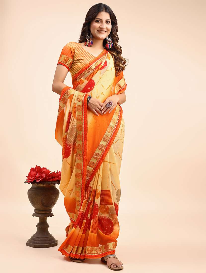 women printed casual wear saree with blouse - 22606467 -  Standard Image - 3