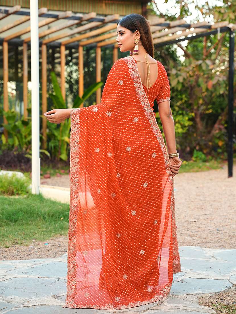 Women Bandhani Printed Saree With Blouse - 22606489 -  Standard Image - 3