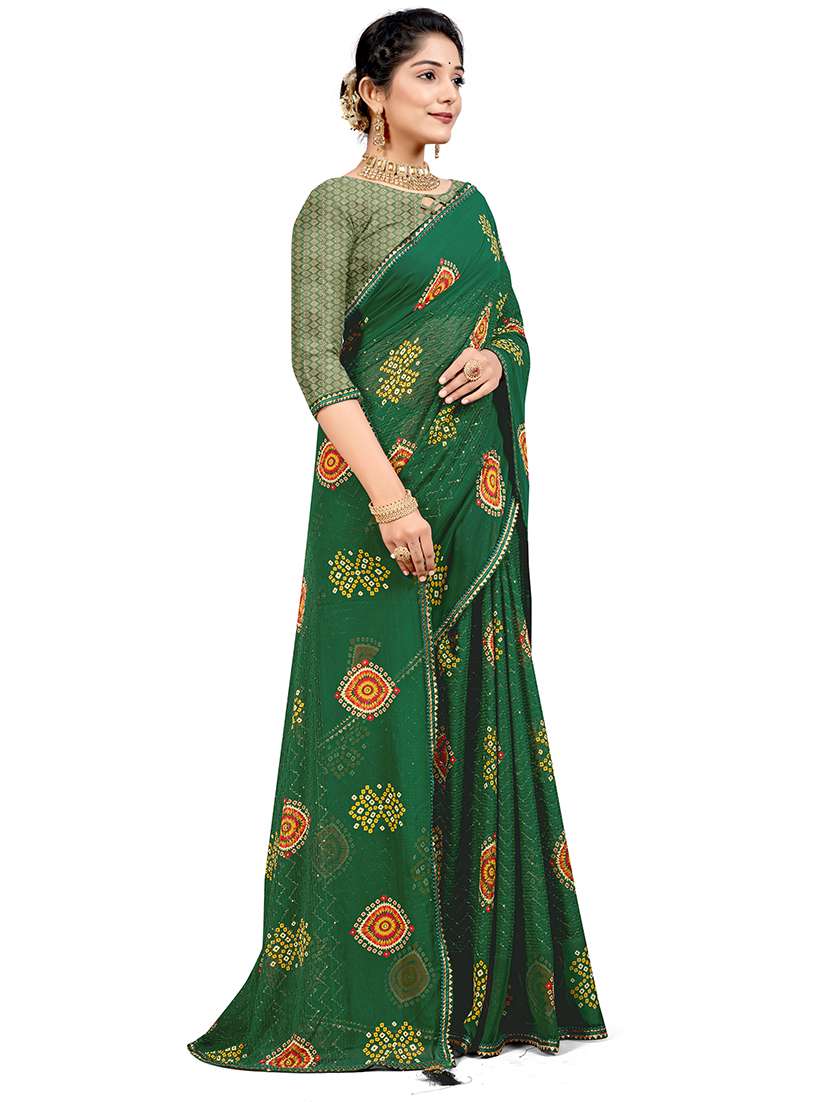women printed casual wear saree with blouse - 22606497 -  Standard Image - 3