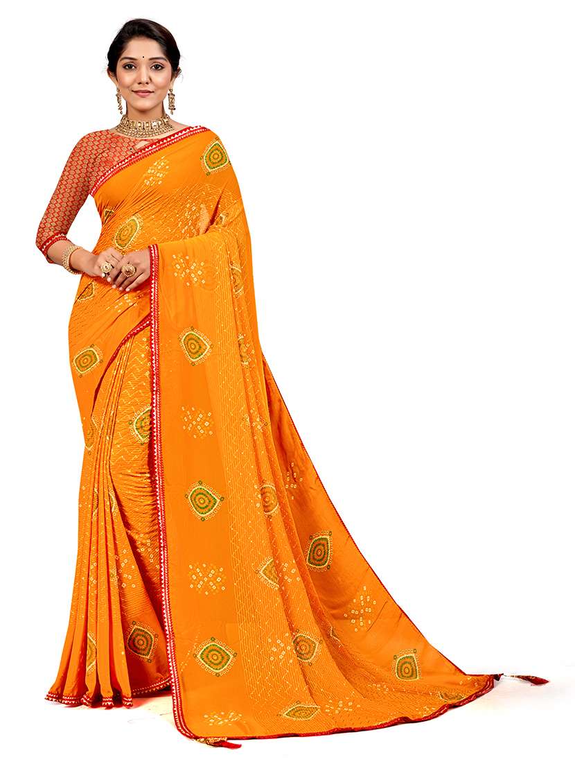 women printed casual wear saree with blouse