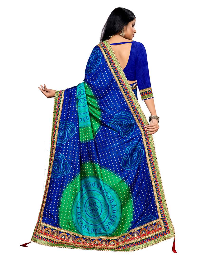 Women Bandhani Printed Half And Half Saree With Blouse - 22606520 -  Standard Image - 3