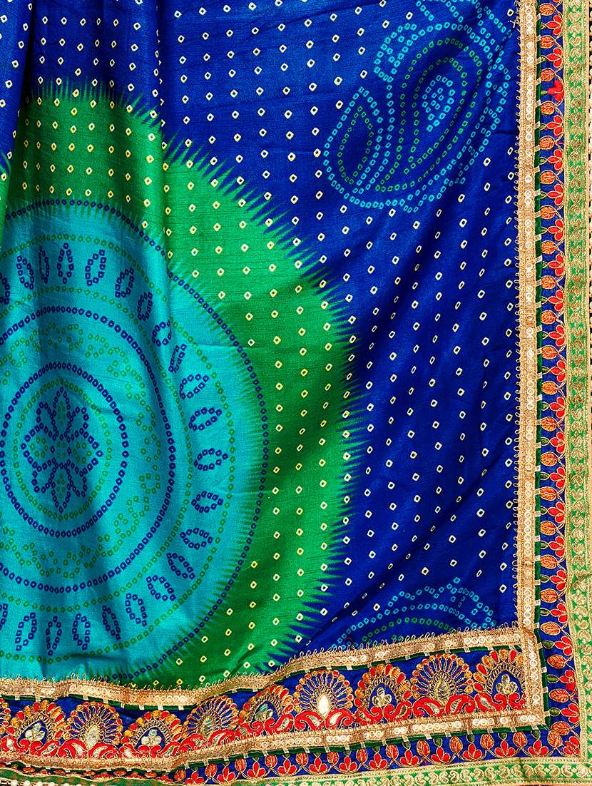 Women Bandhani Printed Half And Half Saree With Blouse - 22606520 -  Standard Image - 5