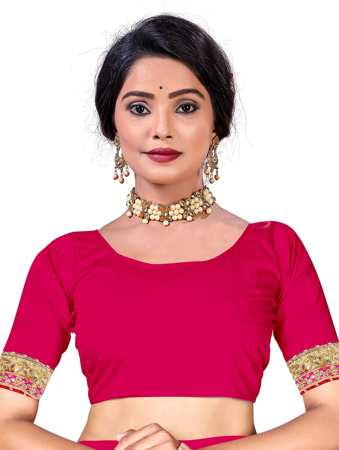 women bandhani printed half & half saree with blouse - 22606802 -  Standard Image - 5