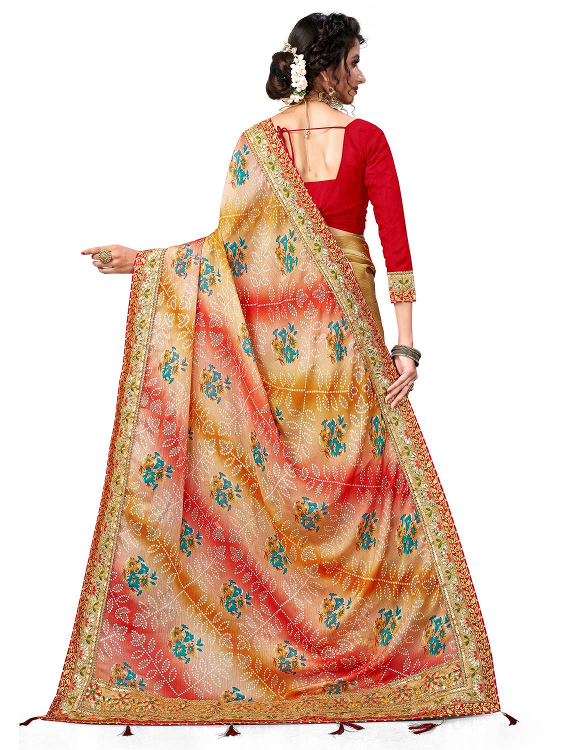 women printed half & half saree with blouse - 22606810 -  Standard Image - 3