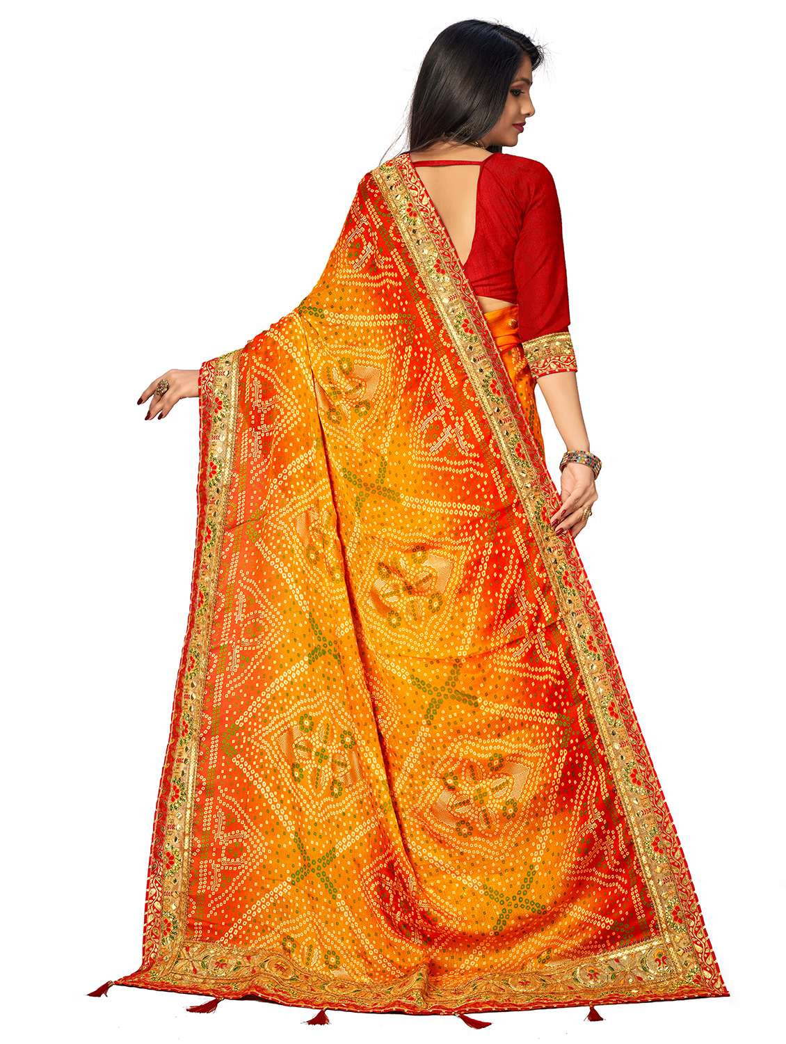 women printed half & half saree with blouse - 22606812 -  Standard Image - 3