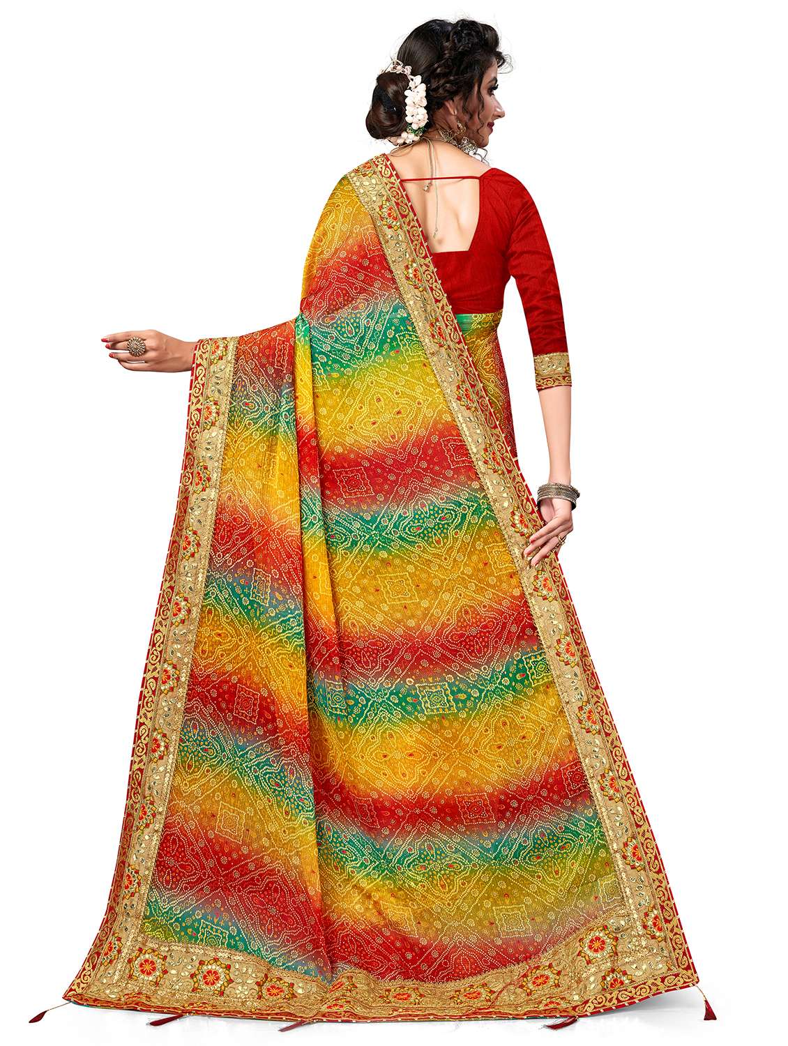 women printed half & half saree with blouse - 22606814 -  Standard Image - 3