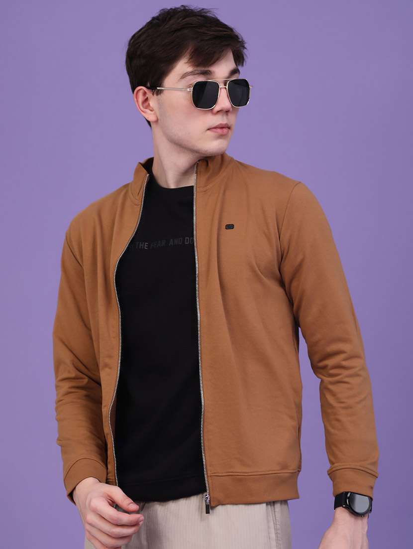 men solid long sleeves casual jacket