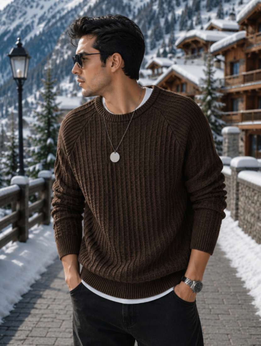 men self design raglan sleeve regular fit pullover