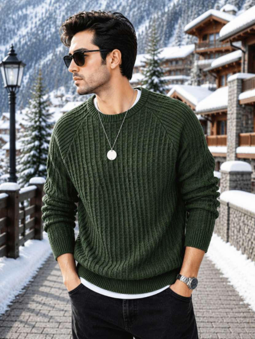 men self design raglan sleeve regular fit pullover