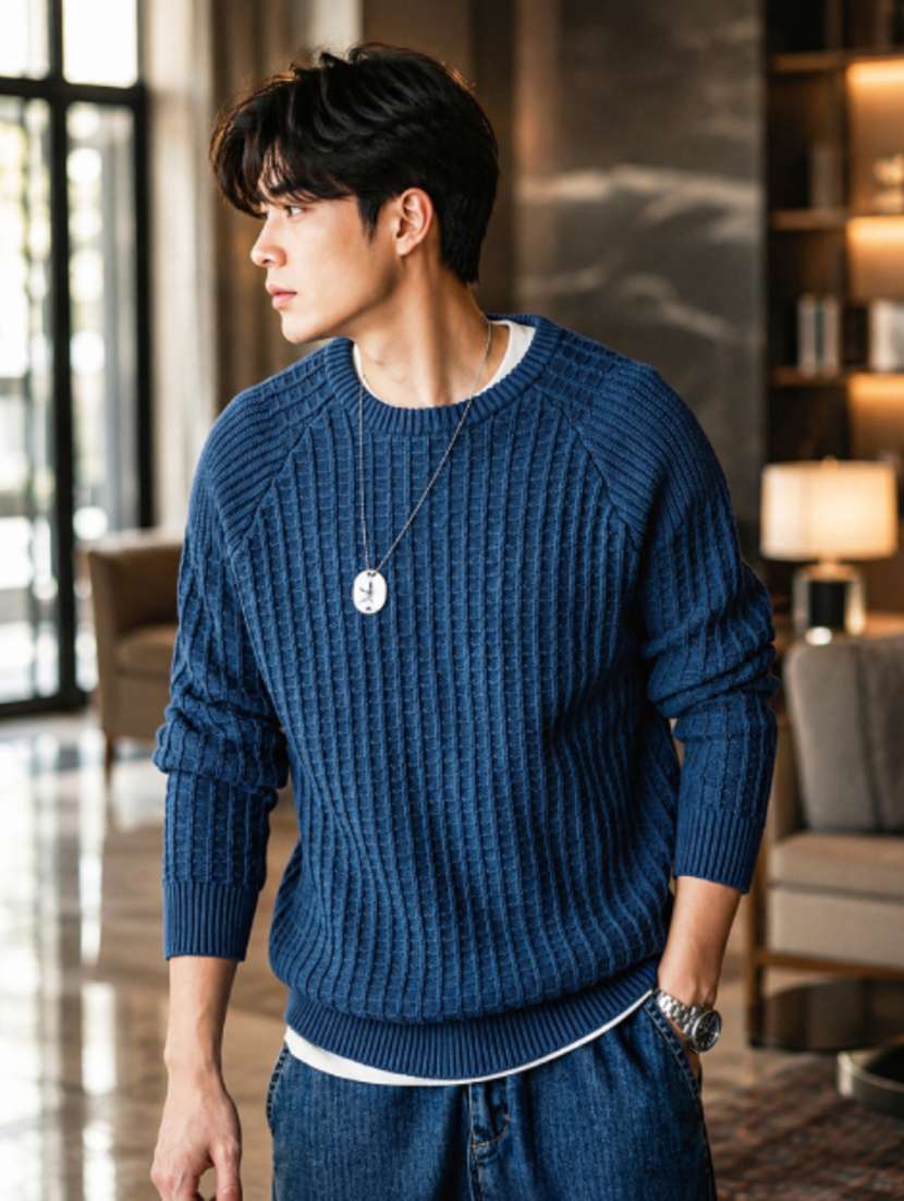 men self design raglan sleeve regular fit pullover