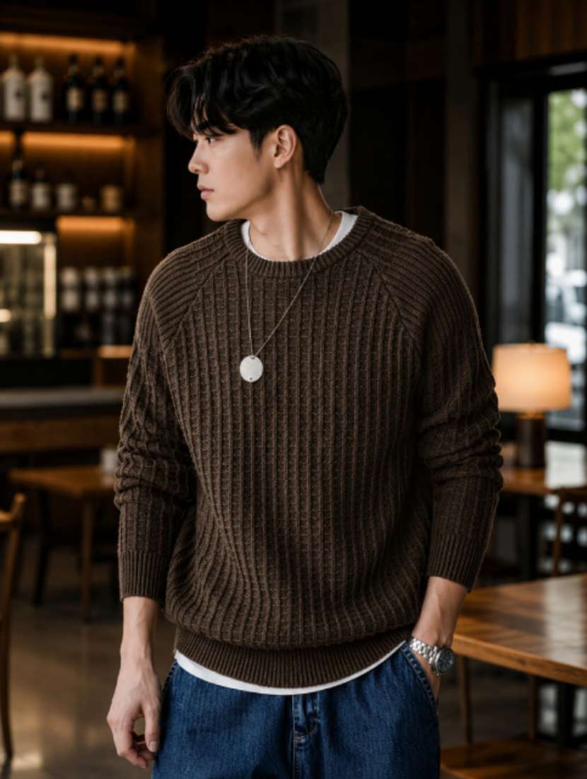 men self design raglan sleeve regular fit pullover