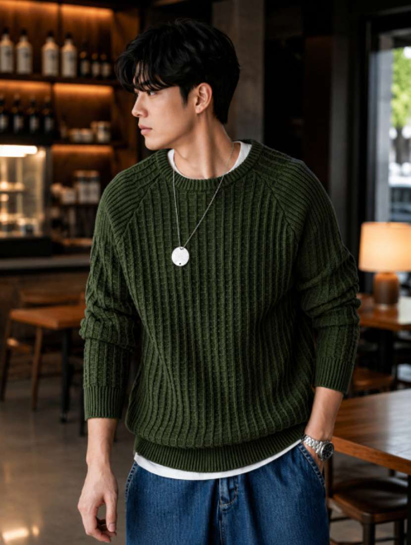 men self design raglan sleeve regular fit pullover
